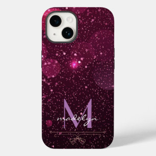 Modern Purple Rose Gold Glitter with Monogram Case-Mate iPhone 14 Case