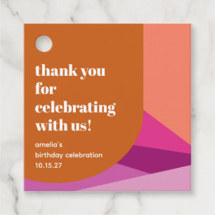 Modern Purple Rust Art Custom Birthday Thank You Favour Tags