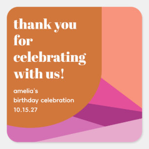 Modern Purple Rust Art Custom Birthday Thank You Square Sticker