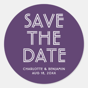 Modern Purple Save The Date Sticker