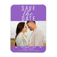 Modern Purple Save the Date Wedding Photo