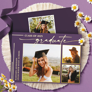 Modern Purple Script Graduate Photo Graduation
