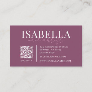 Modern Purple Script Nail Artist Business Card