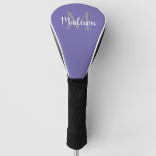 Modern Purple Script Name Personalised Monogram Golf Head Cover