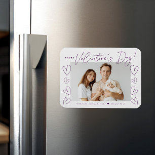 Modern Purple Script Valentine's Day Photo Magnet