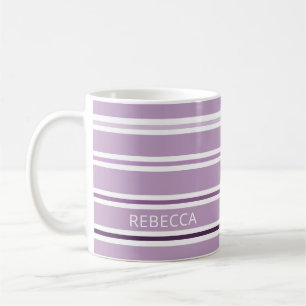 Modern Purple Shades Stripe Personalised Coffee Mug