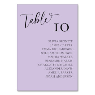 Modern Purple Simple Wedding table numbers 