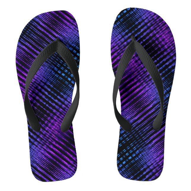 Modern Purple Sine Waves Pattern Thongs (Footbed)