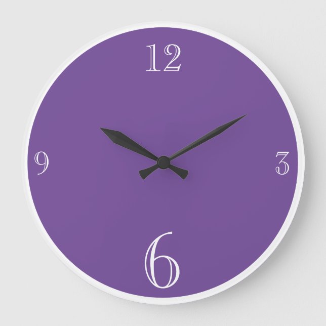 Modern Purple Solid colour Basic minimalist  Large Clock (Front)