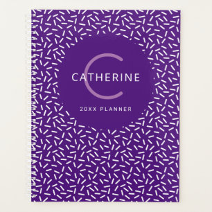 Modern Purple Sprinkle Pattern Monogram Name Plann Planner