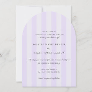Modern Purple Stripes Elegant Wedding Invitation