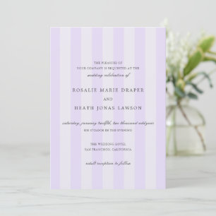 Modern Purple Stripes Elegant Wedding Invitation