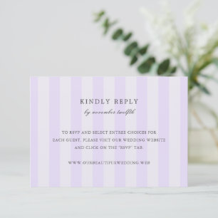 Modern Purple Stripes Elegant Wedding RSVP Card