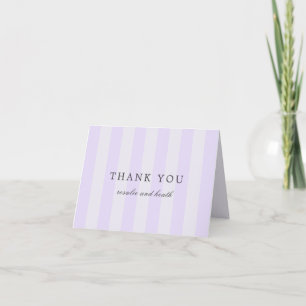 Modern Purple Stripes Elegant Wedding Thank You Card