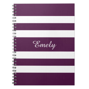 Modern Purple Stripes Pattern Name Notebook