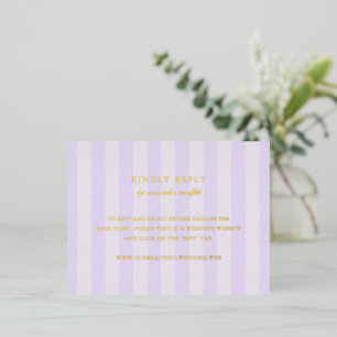 Modern Purple Stripes Wedding Foil RSVP Card