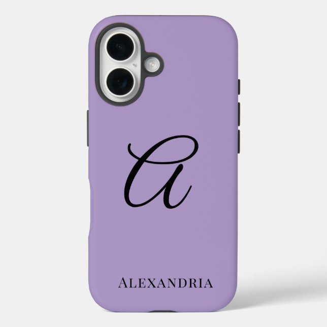 Modern Purple Stylish Personalized Name Initial Case-Mate iPhone Case (Back)