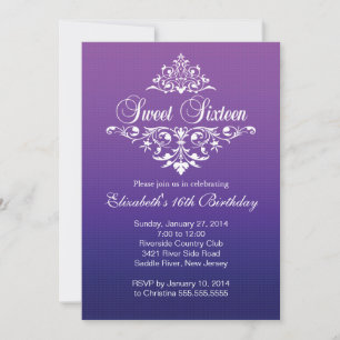 Modern Purple Sweet Sixteen Birthday Party Invitation