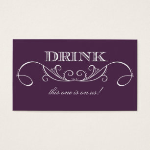 Modern Purple Swirl Wedding Drink Ticket