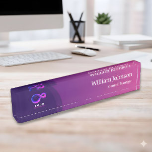 Modern Purple Technology Custom Logo  Nameplate