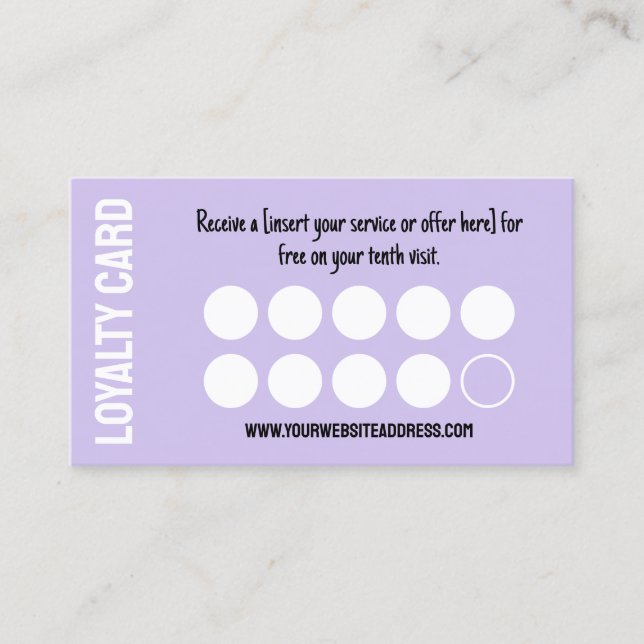 Modern Purple Ten Visits Loyalty Punch Card (Front)