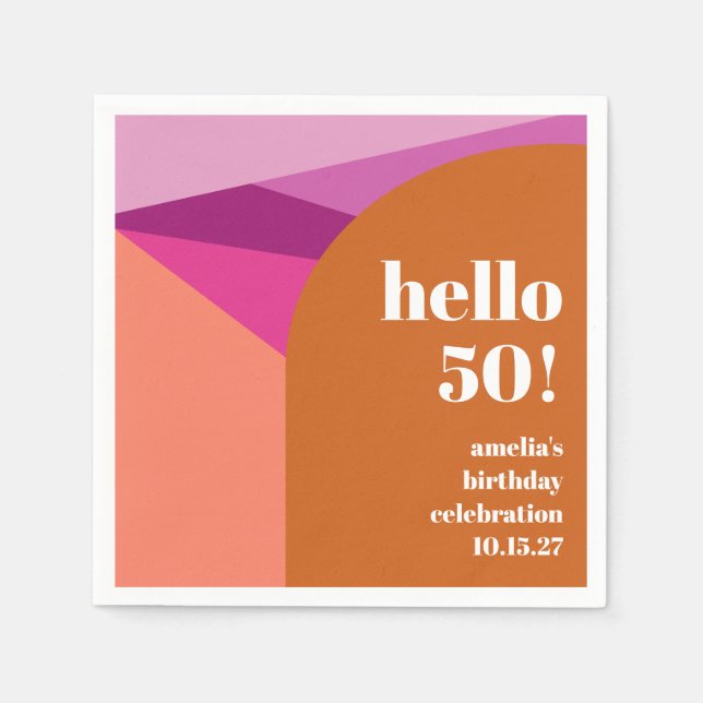 Modern Purple Terracotta Art Custom 50th Birthday Napkin (Front)