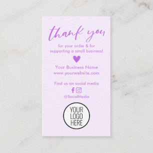 Modern Purple Thank You For Your Order Cards