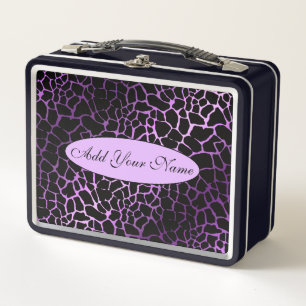 Modern Purple Tiger Add Your Text Metal Lunch Box