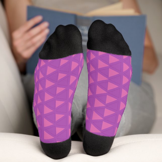 Modern Purple Triangle Pattern Socks (Bottom)