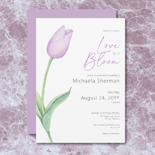 Modern Purple Tulip Love In Bloom Shower Invitation