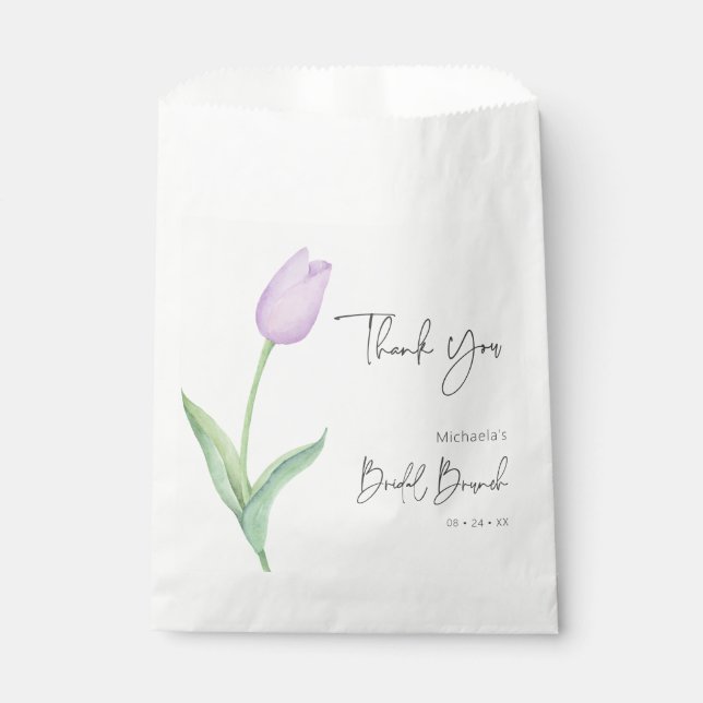 Modern Purple Tulip Solo Bridal Brunch Favour Bag (Front)