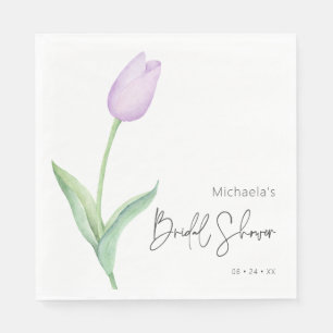 Modern Purple Tulip Solo Bridal Shower Luncheon Napkin