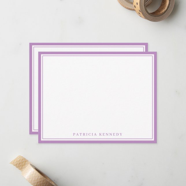 Modern Purple Two Border Name Personalised Card (Front/Back In Situ)