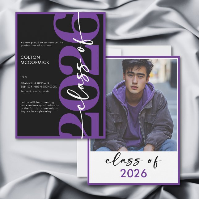 Modern Purple Typography Graduation Announcement (Modern Purple Typography Graduation Announcement)