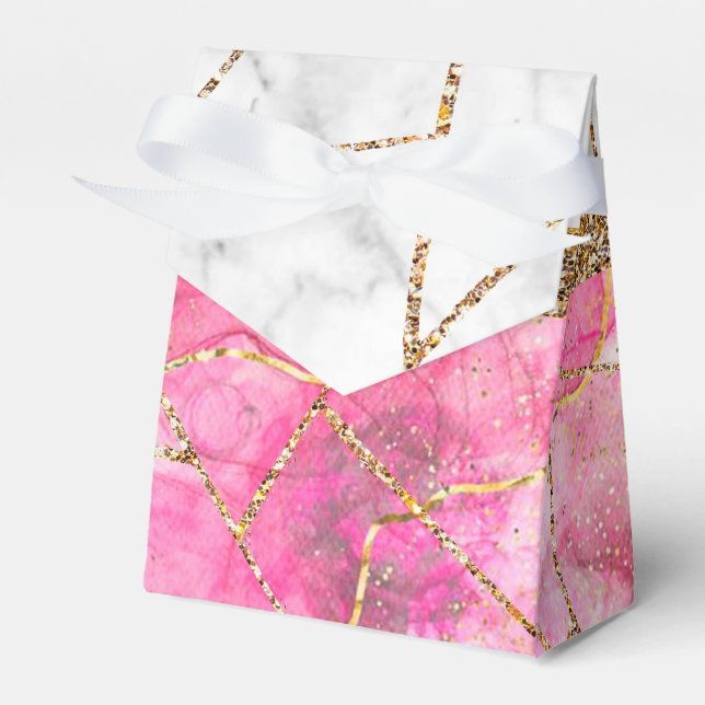 Modern Purple Violet Gold Agate Geode Monogram Fav Favour Box (Front Side)