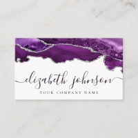 Modern Purple Violet Silver Glitter Agate Marble