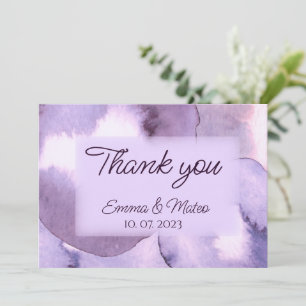 Modern purple violet watercolor thank you card
