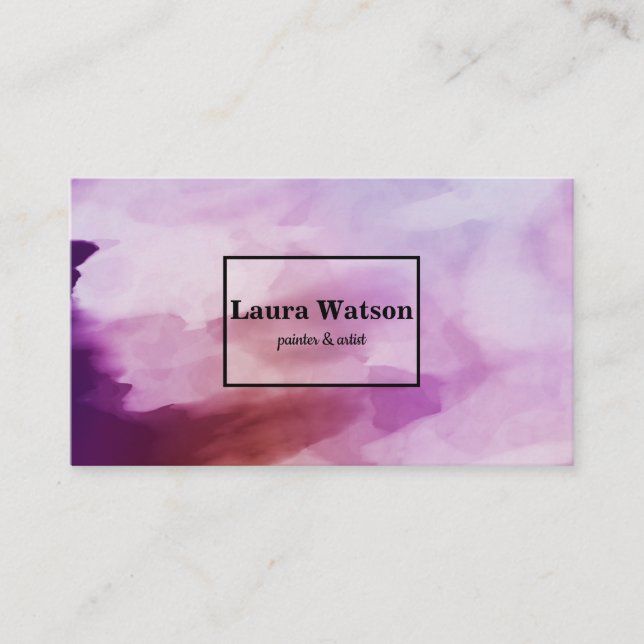 Modern Purple Watercolor Customised Business Card (Front)