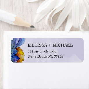 Modern Purple Watercolor Daisy Return Address Return Address Label