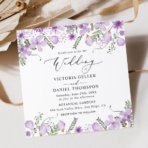 Modern Purple Watercolor Floral Wedding Invitation