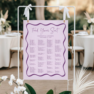 Modern Purple Wavy Alphabetical Seating Chart