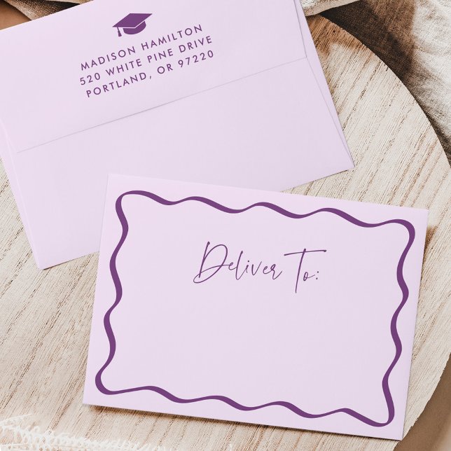 Modern Purple Wavy Frame Graduation Envelope (Creator Uploaded)