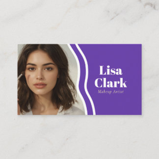 Modern Purple Wavy Line Chic Makeup Artist Business Card