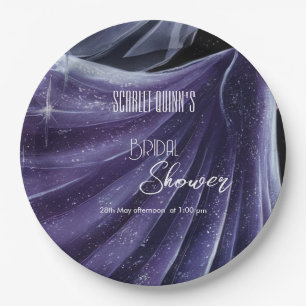 Modern purple wedding gown bridal shower#2 paper plate