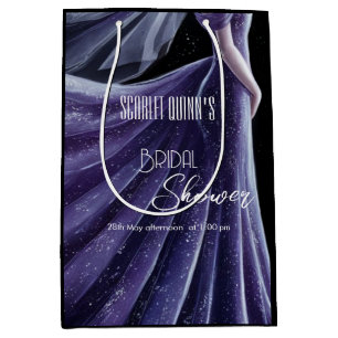 Modern purple wedding gown bridal shower medium gift bag