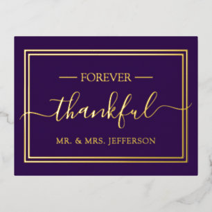 Modern Purple Wedding Mr. & Mrs. Thank You Foil Invitation Postcard