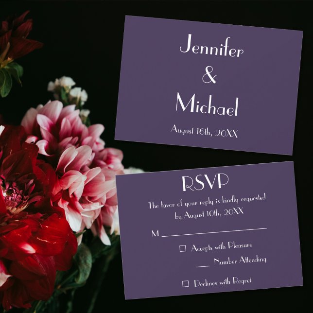 Modern Purple Wedding Reply RSVP Invitation Card (Modern Purple Wedding Reply RSVP Invitation Card)