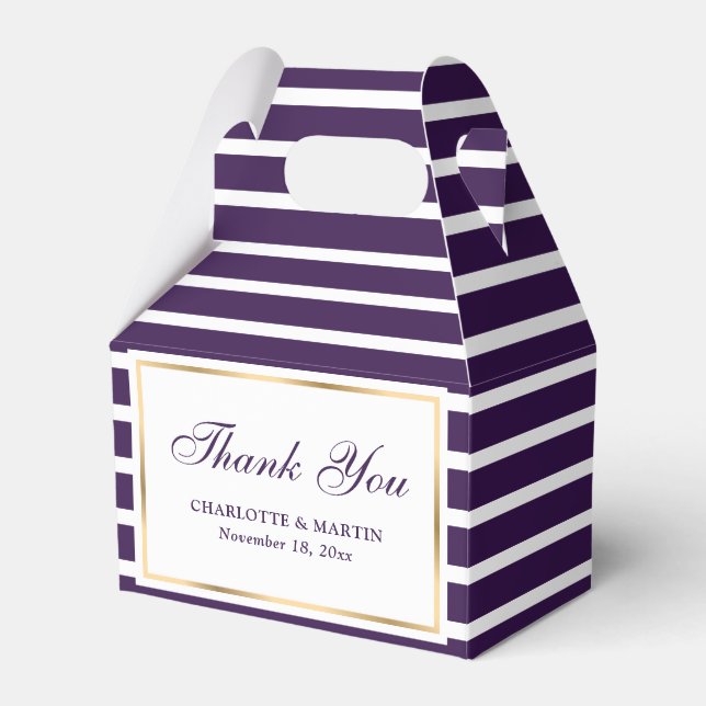 Modern Purple Wedding Thank You Favour Box (Front Side)