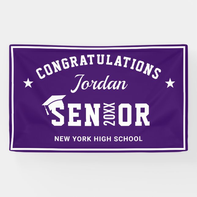Modern Purple White 2024  Graduation Party Banner (Horizontal)
