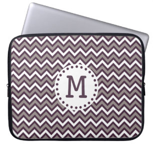 Modern Purple White Chevron Pattern Monogram Laptop Sleeve